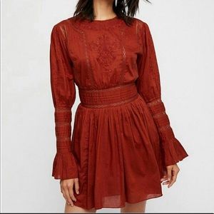 Free people Victorian waist burnt orange dress